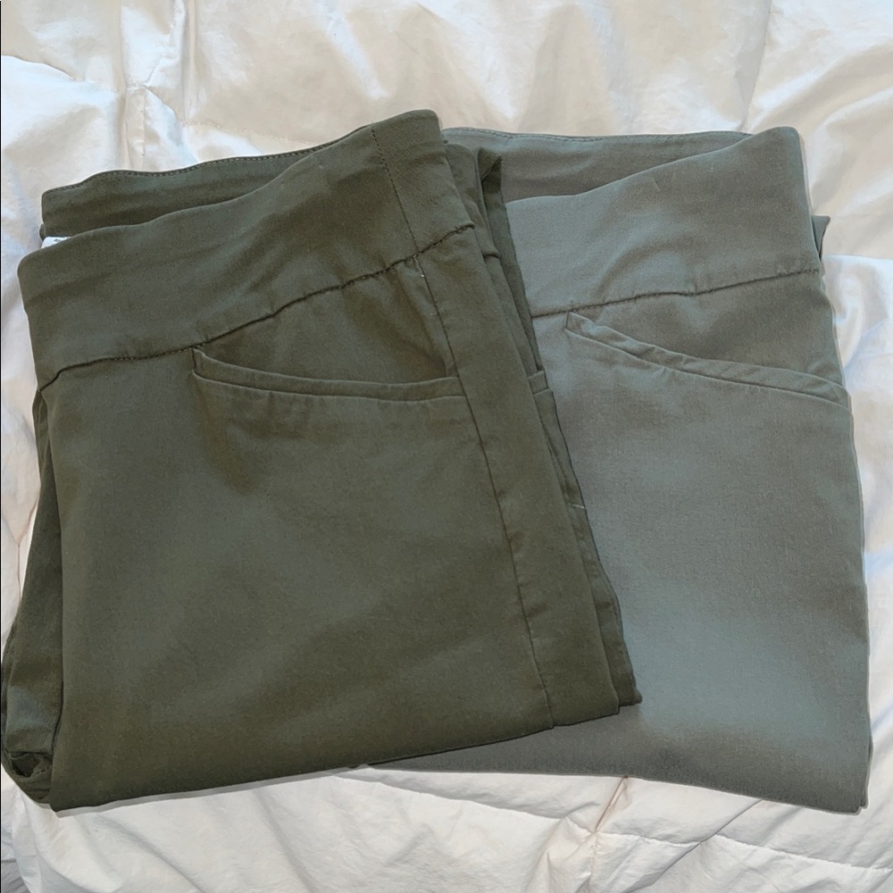 2 Chico's Olive and Sage Women's Straight Leg Pull on Pants 2 for $35